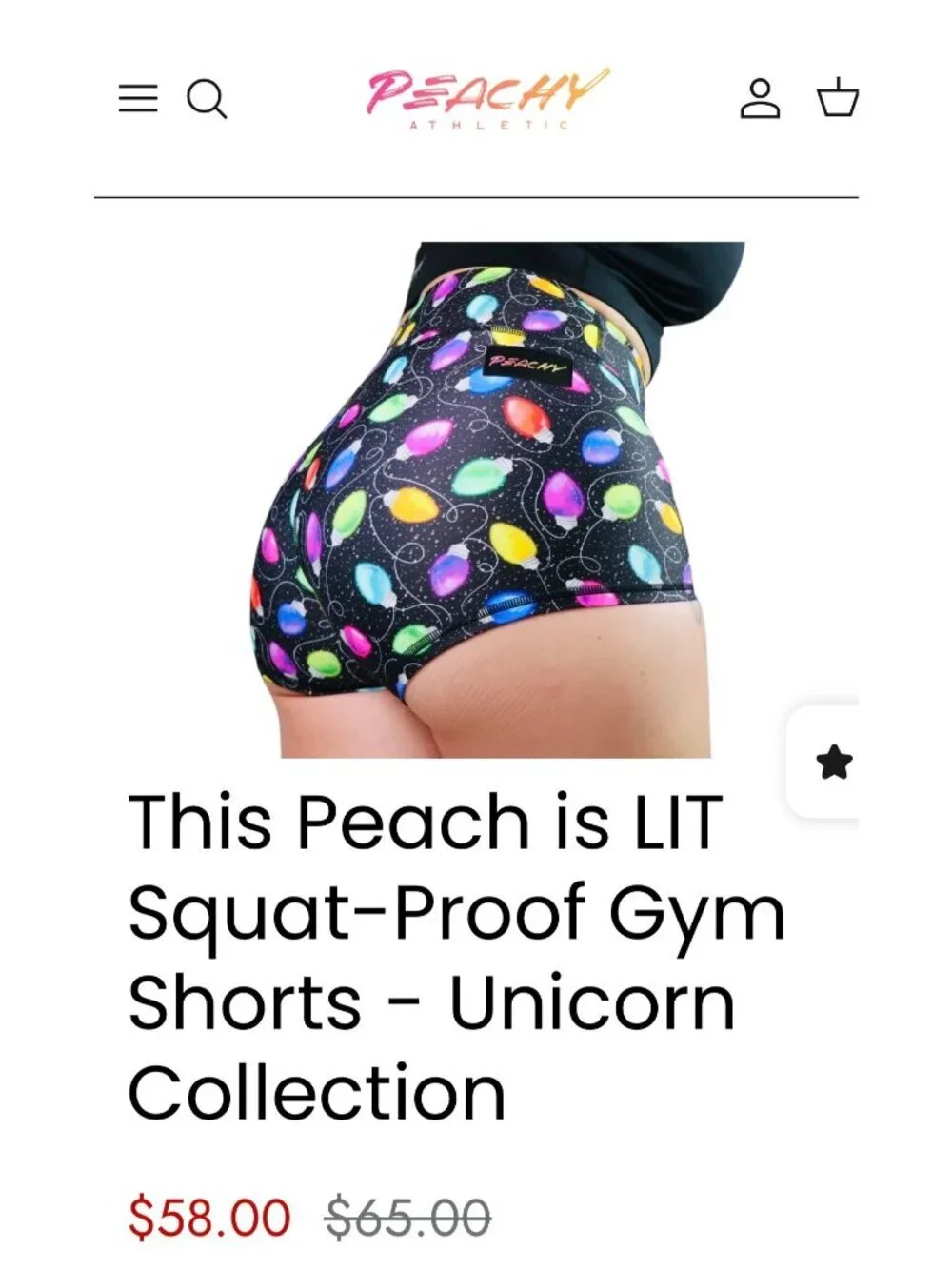 Peachy Athletic NWOT Crossfit Gym Booty Shorts Christmas Print Size Medium